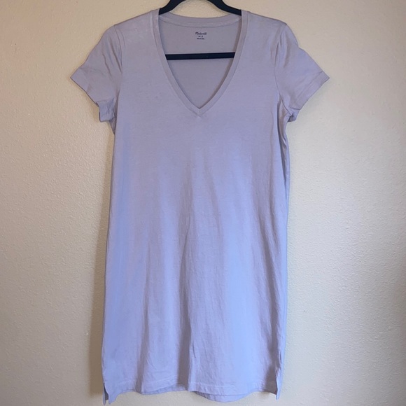 MADEWELL J.CREW Size SMALL Casual V-Neck T-Shirt Dress Lavender Gray Purple - Picture 1 of 13